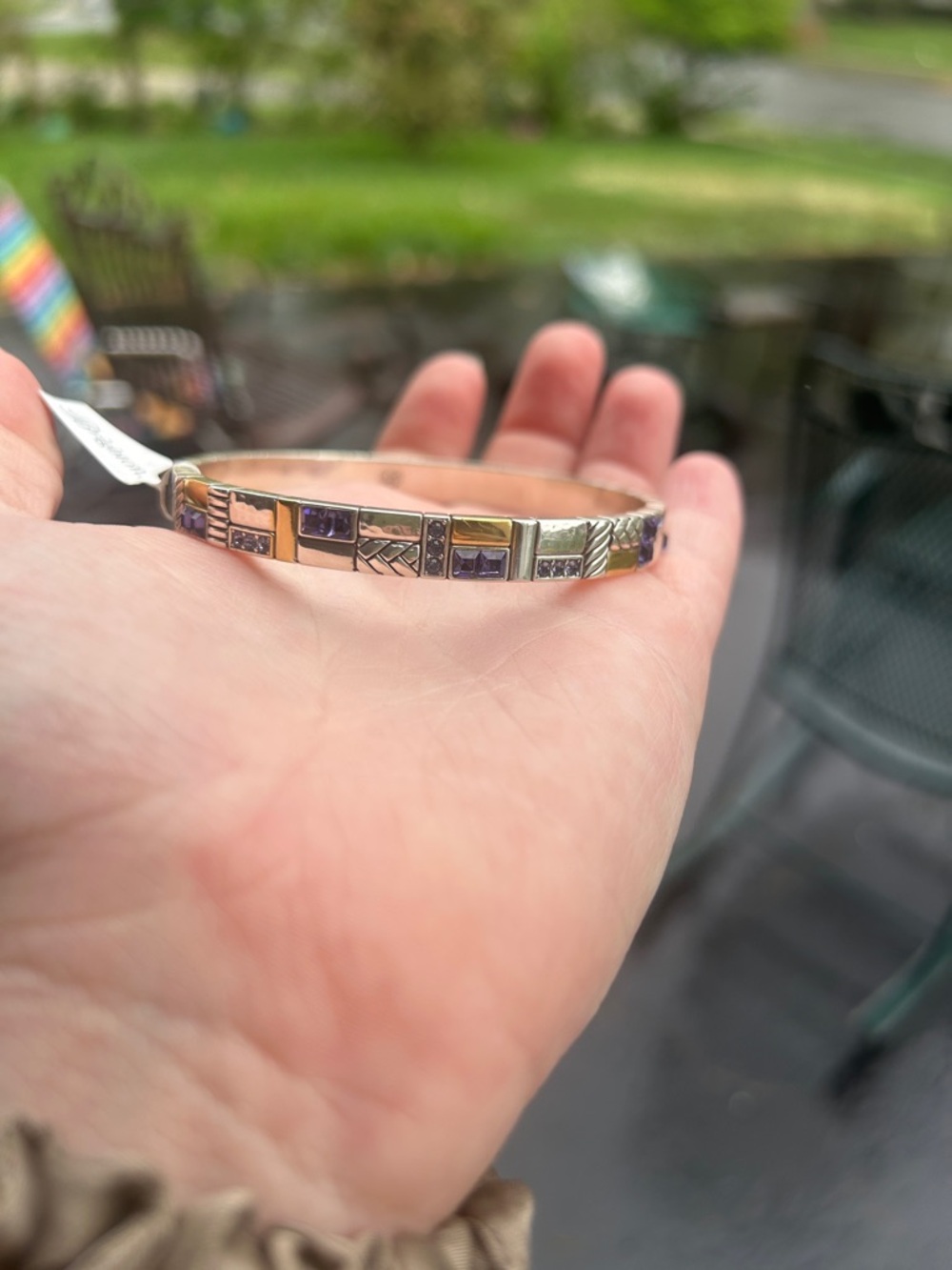 Brighton Gold and Purple Tile Link Bracelet